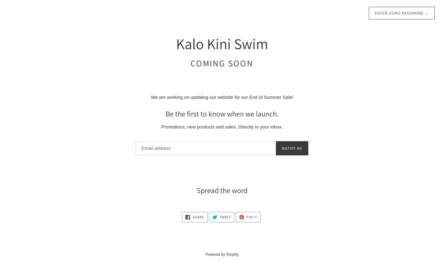 kalokini.com homepage screenshot