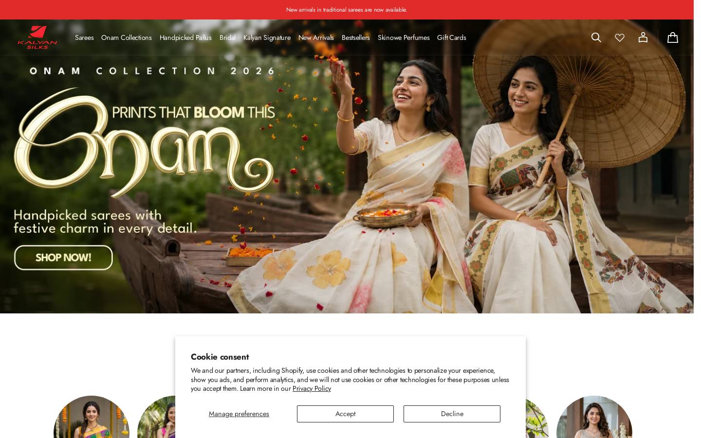 kalyansilks.com homepage screenshot