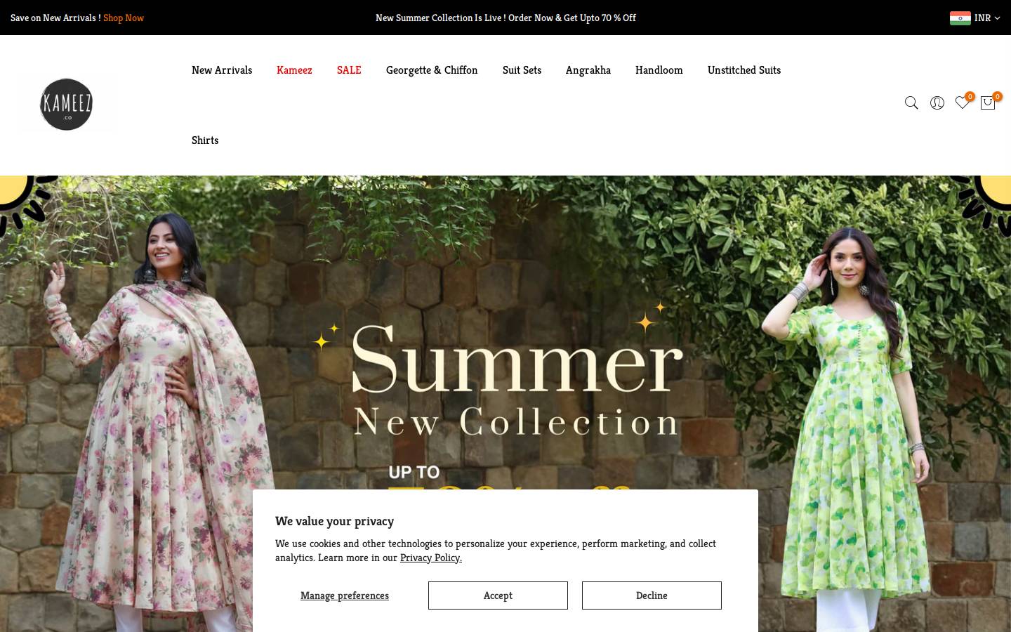 kameez.co homepage screenshot