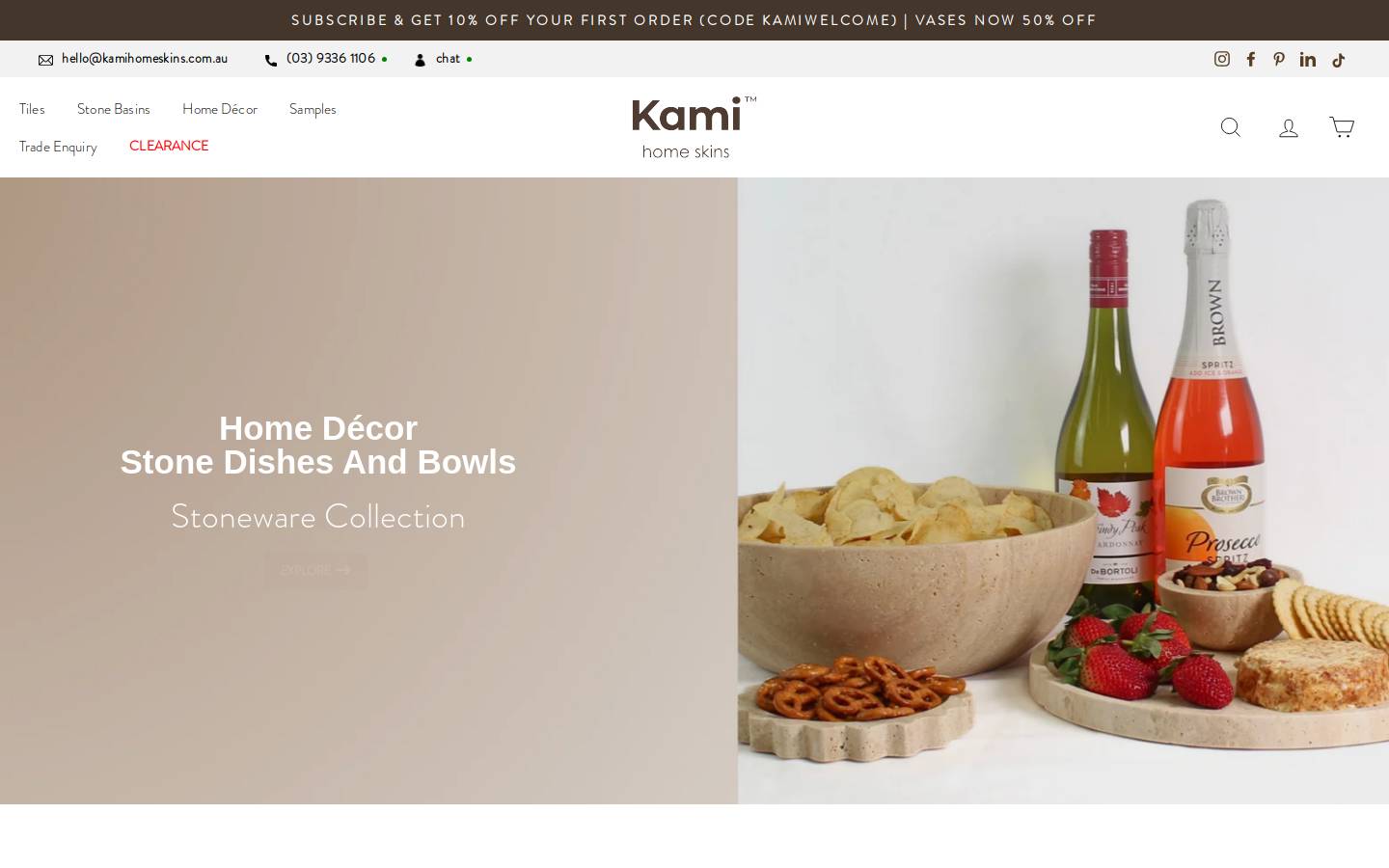 kamihomeskins.com.au homepage screenshot