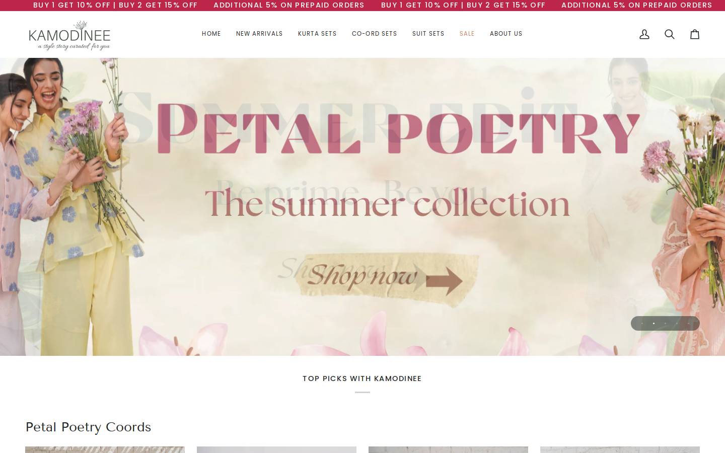 kamodinee.com homepage screenshot