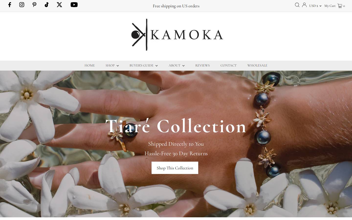 kamokapearls.com homepage screenshot