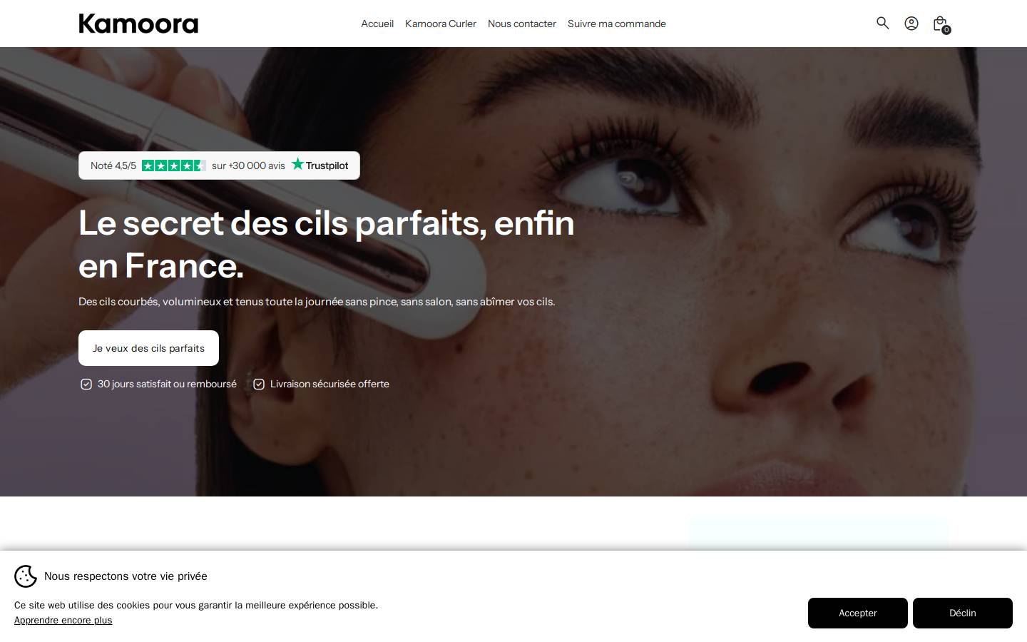 kamoora.com homepage screenshot