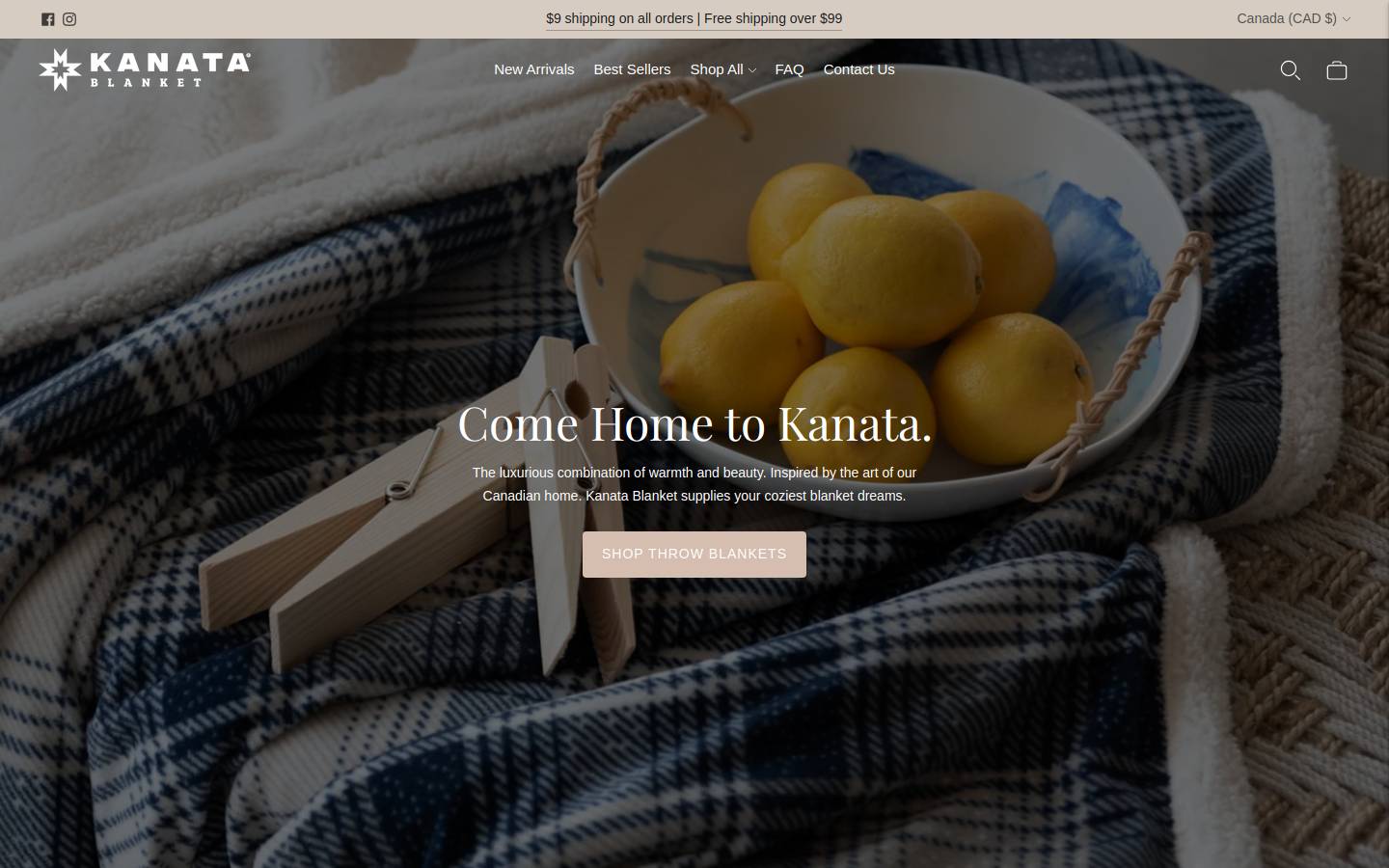 kanatablanket.com homepage screenshot