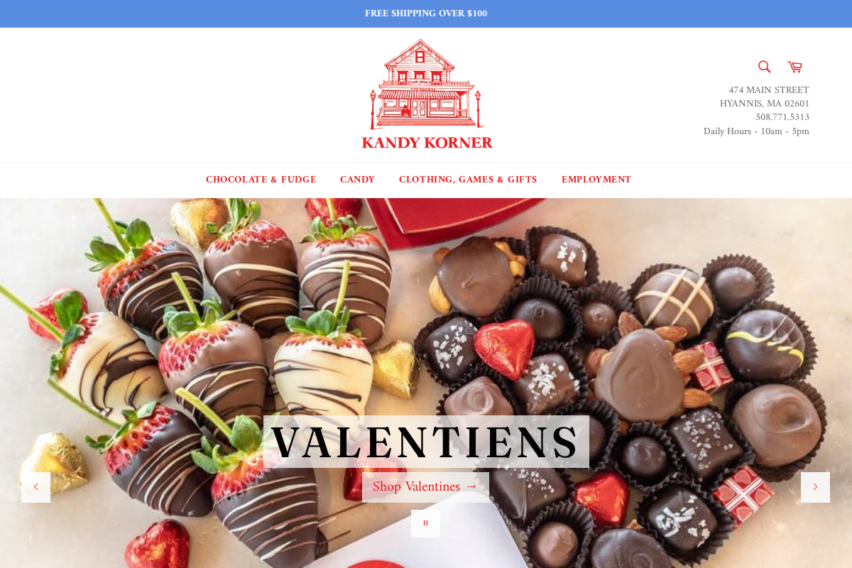 kandykorner.com homepage screenshot