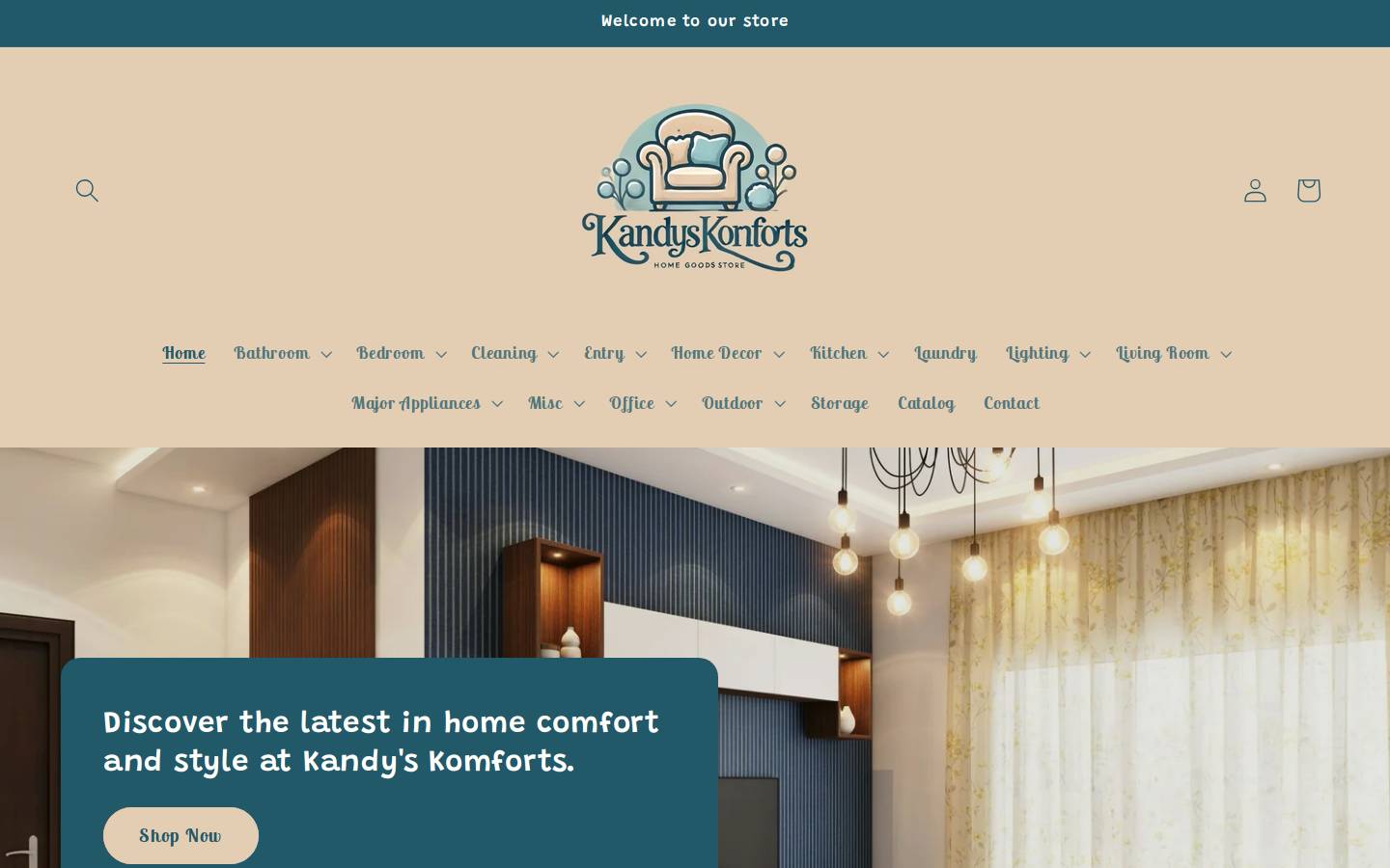 kandyskomforts.com homepage screenshot
