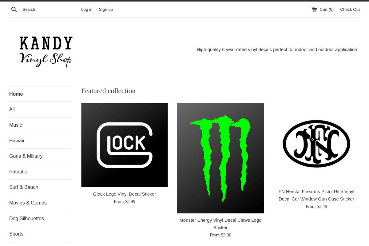 kandyvinylshop.com homepage screenshot
