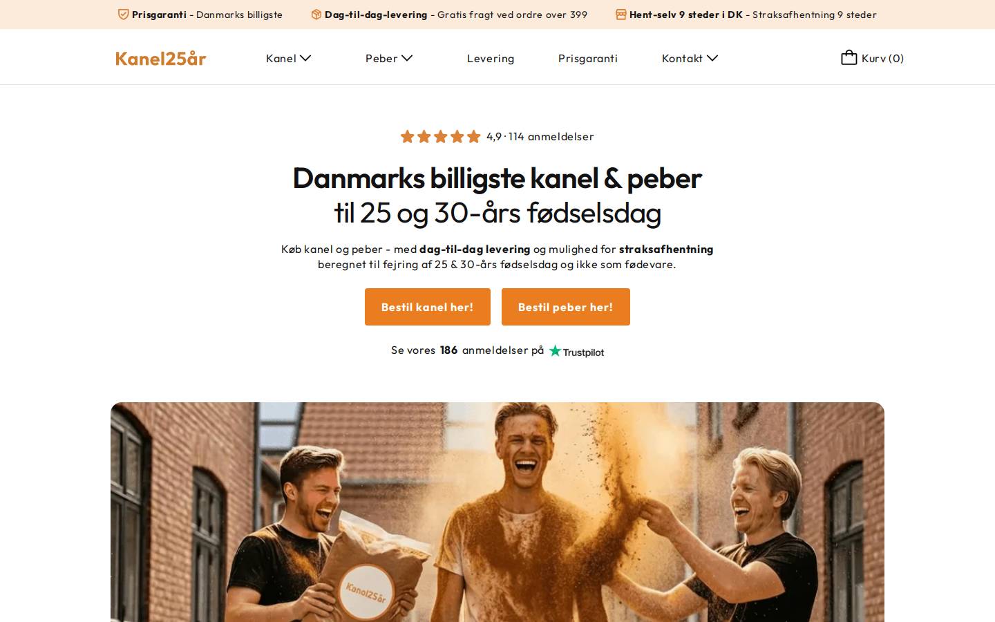 Kanel25år homepage screenshot