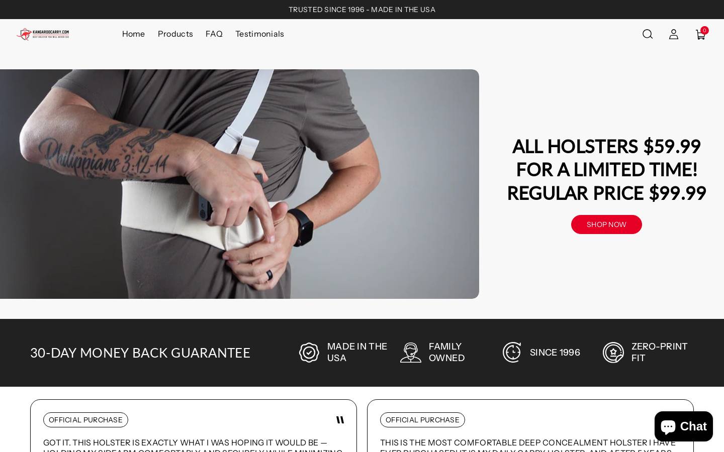 kangaroocarry.com homepage screenshot