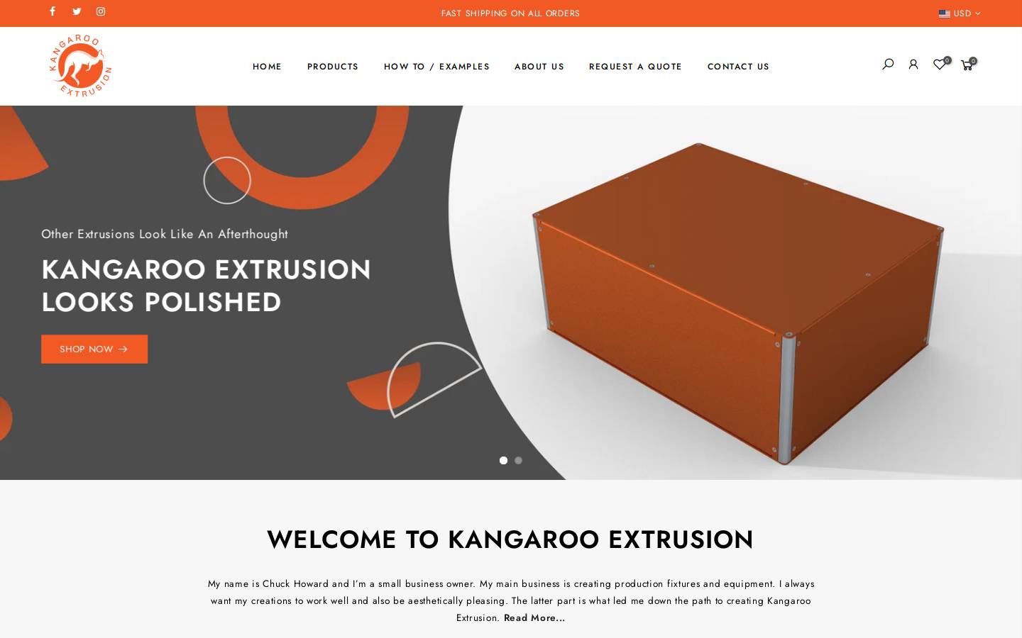 kangarooextrusion.com homepage screenshot