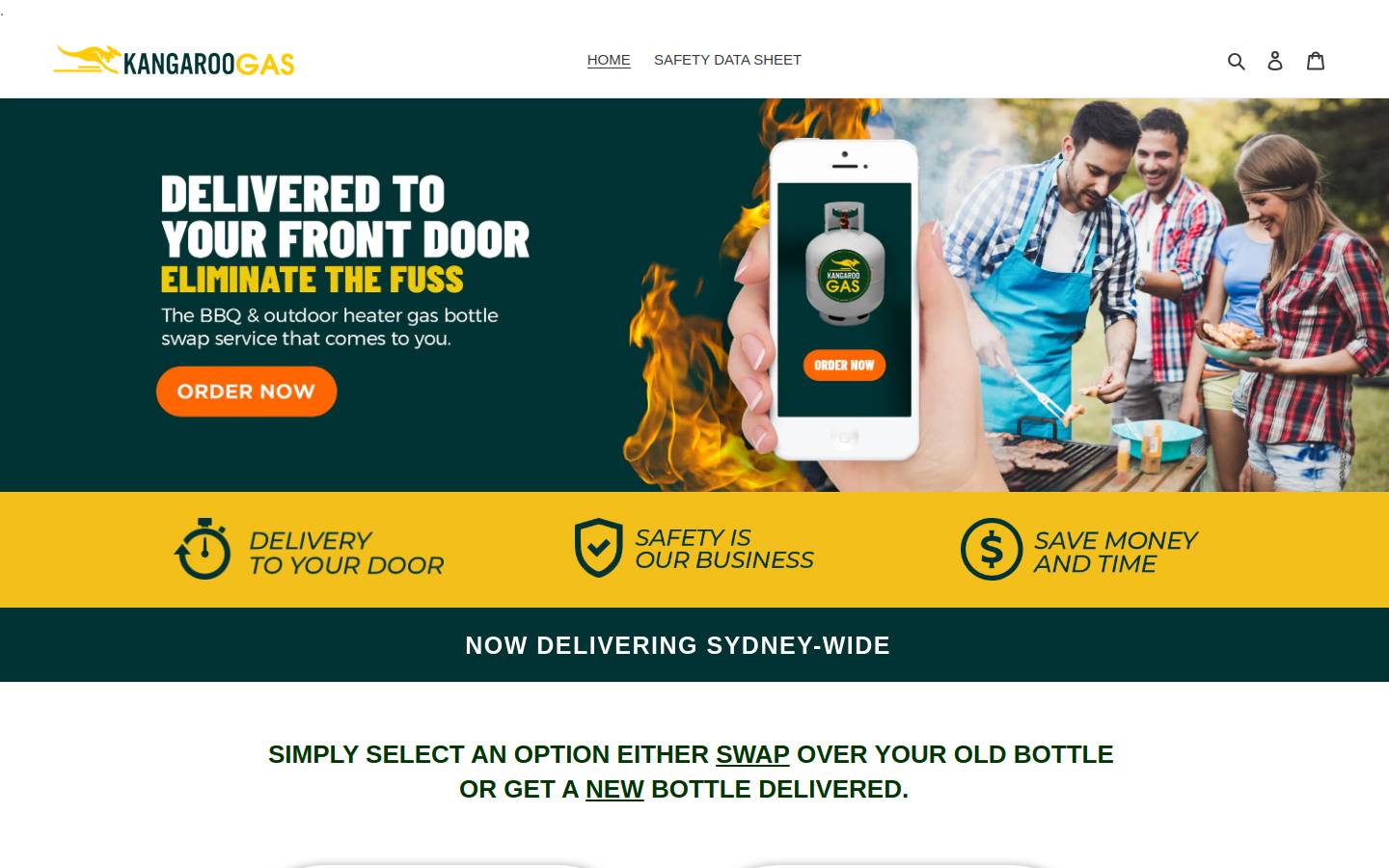 kangaroogas.com.au homepage screenshot