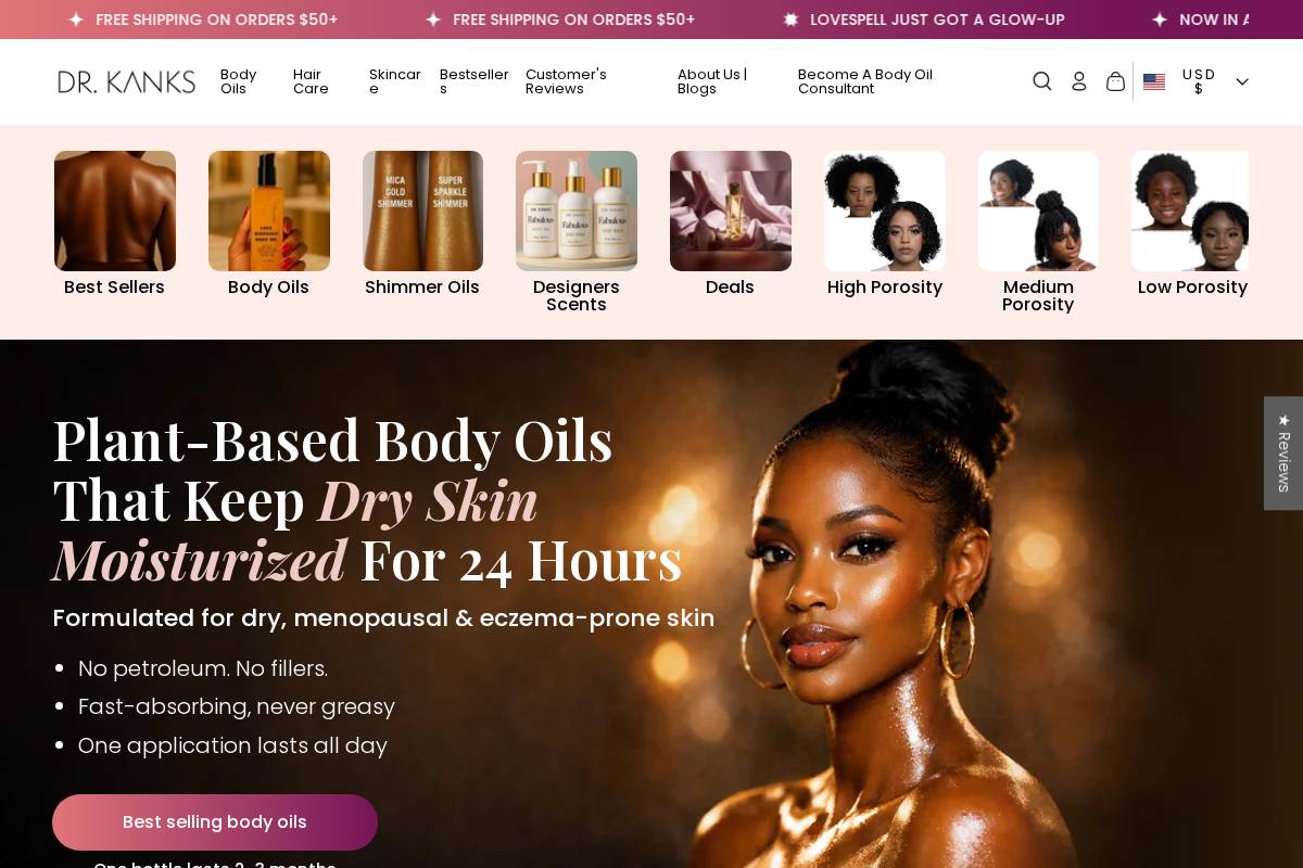 kanks-store.com homepage screenshot