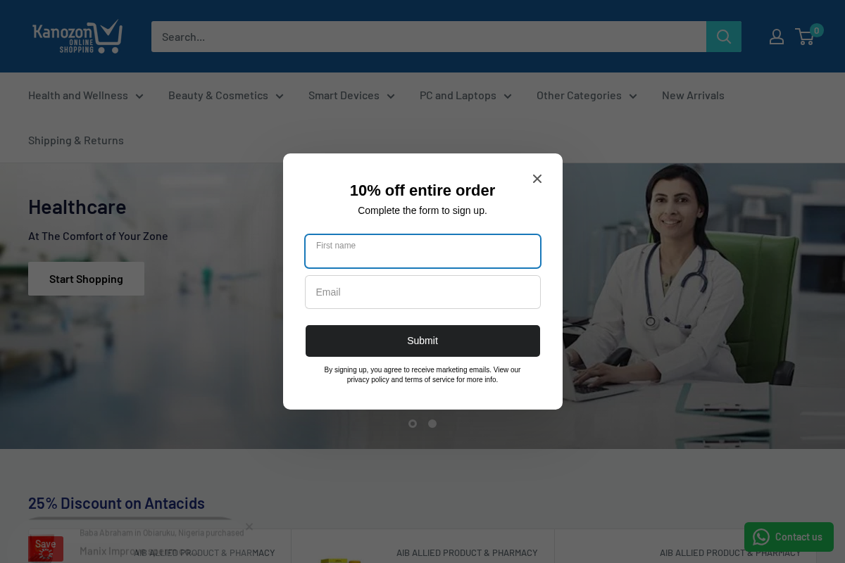 Kanozon.com homepage screenshot