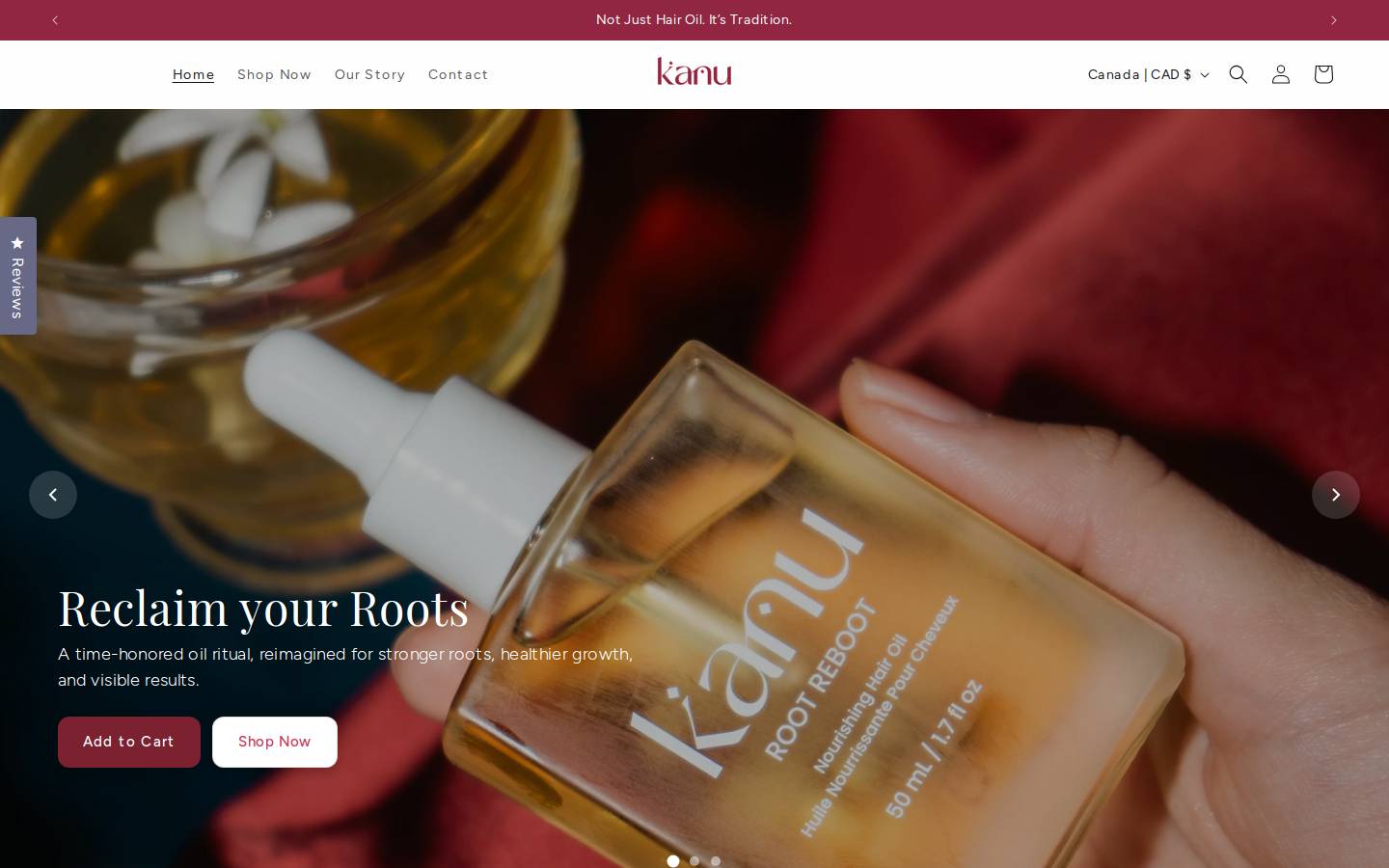 kanubeauty.com homepage screenshot