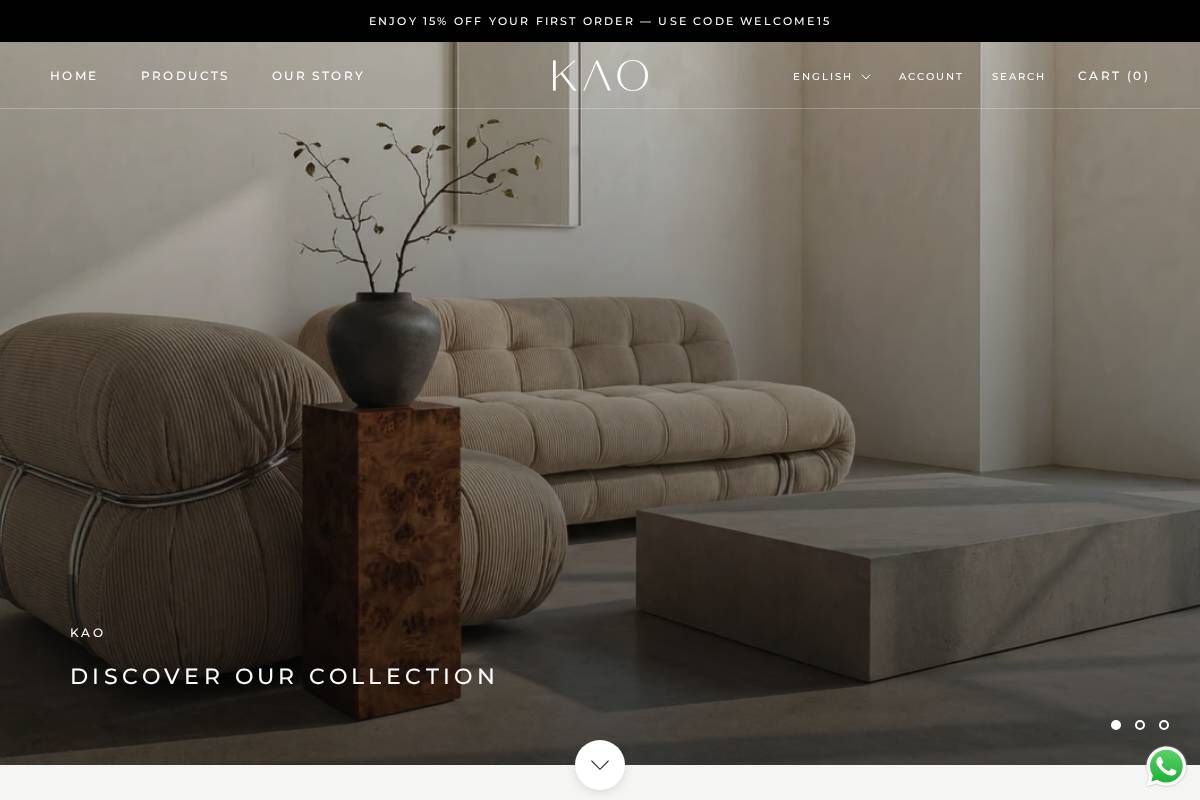 kaocollection.com homepage screenshot