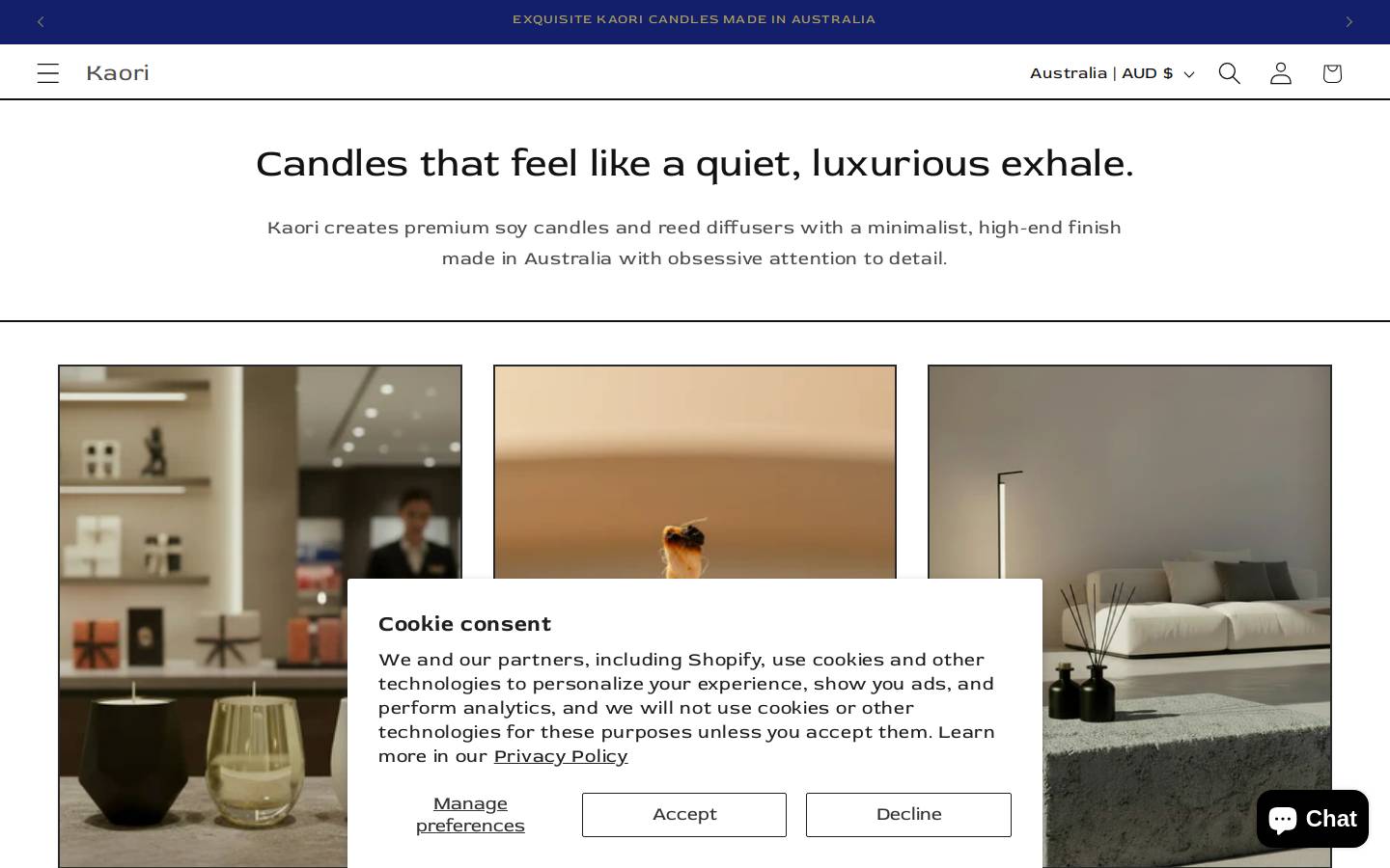 kaori.com.au homepage screenshot