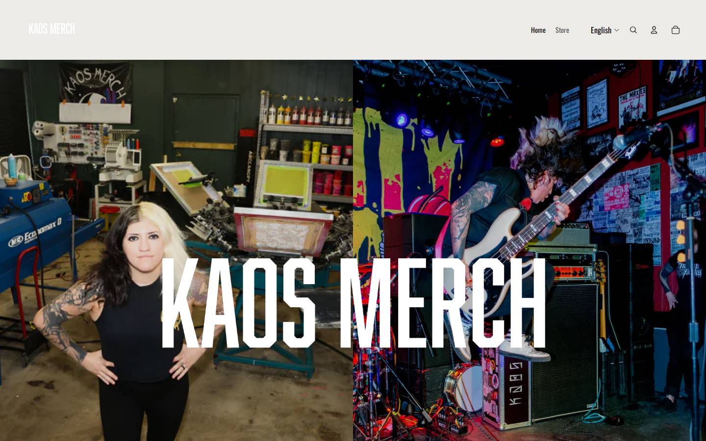 kaosmerch.com homepage screenshot