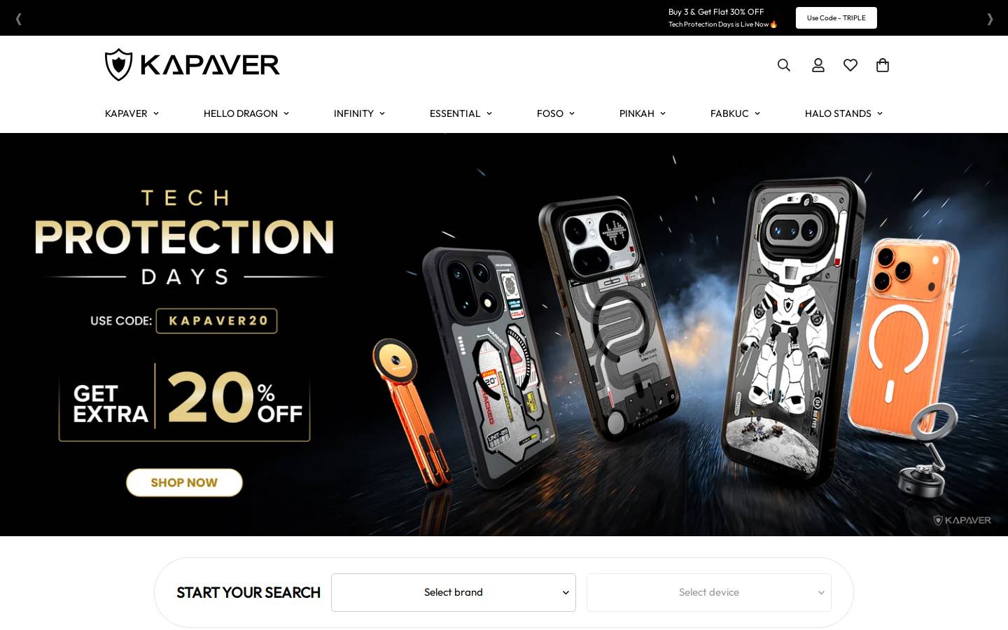 Kapaver homepage screenshot