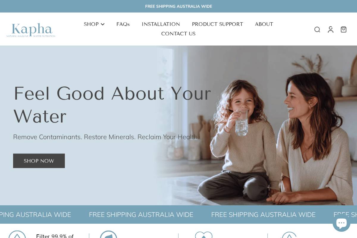 Kapha | Natural Alkaline Water Filtration homepage screenshot