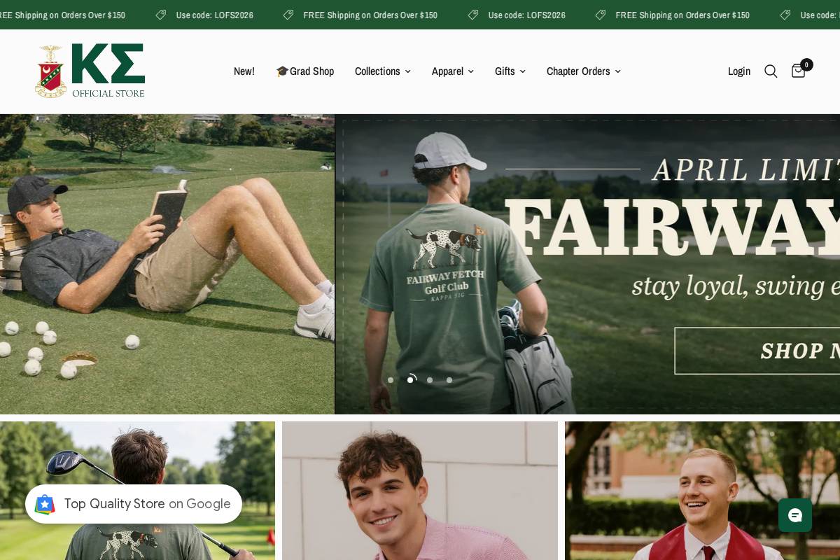 Kappa Sigma Official Store homepage screenshot