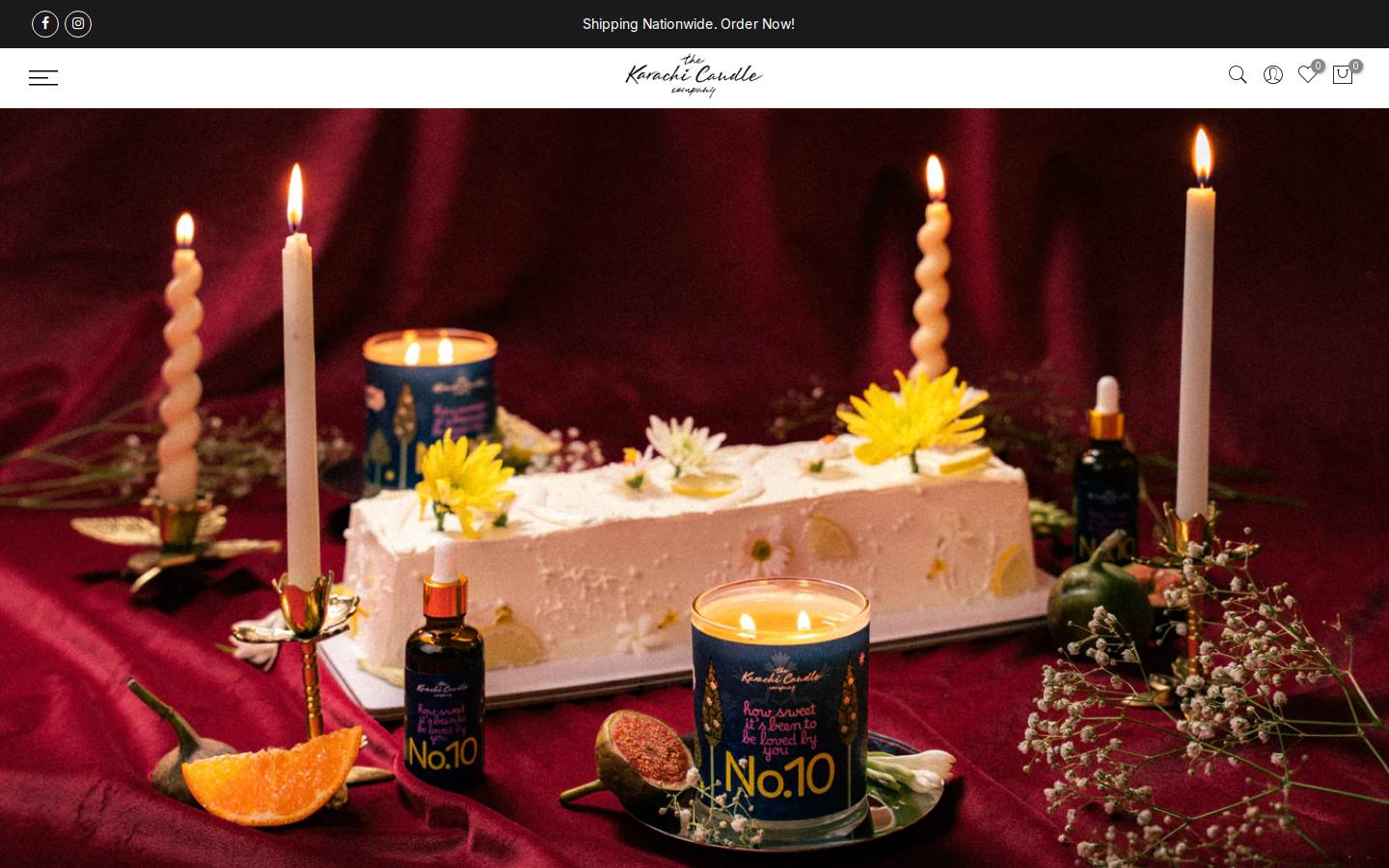 karachicandlecompany.com homepage screenshot