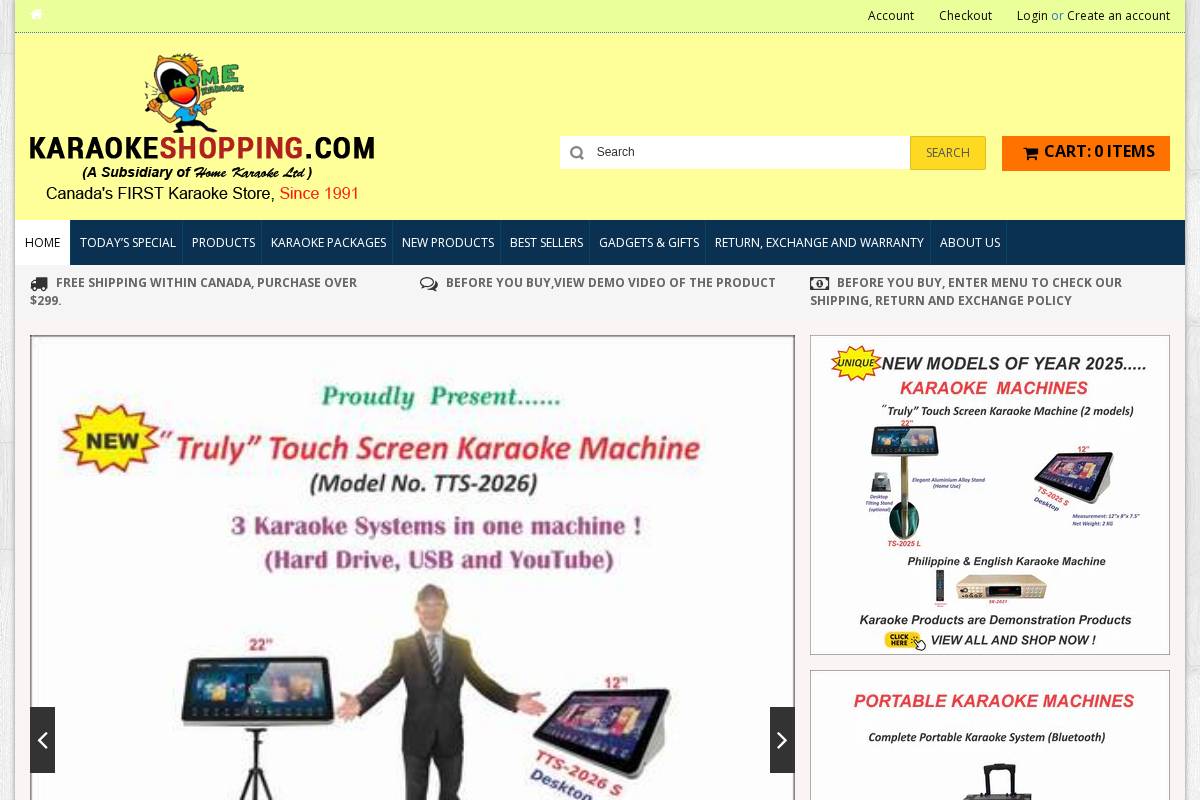 karaokeshopping.com homepage screenshot