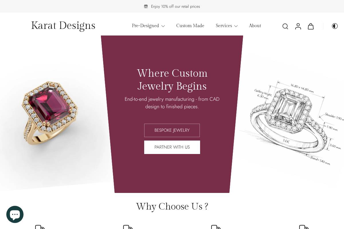 karatdesigns.com homepage screenshot