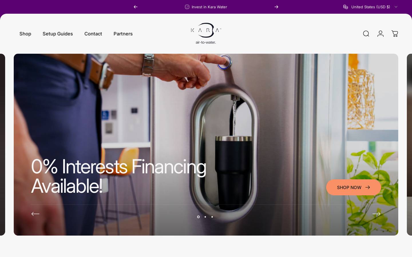 karawater.com homepage screenshot