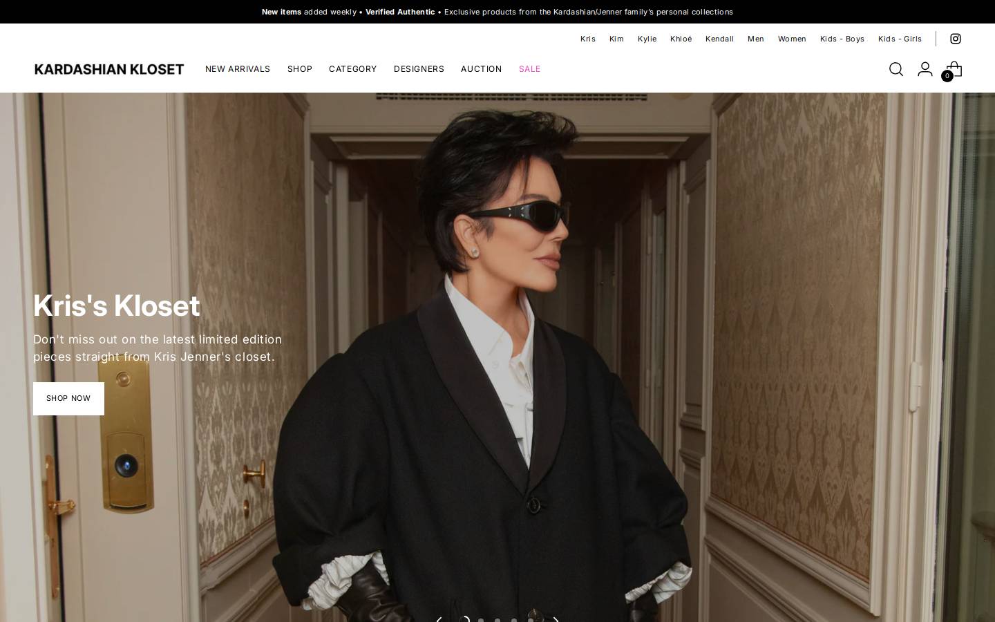 Kardashiankloset homepage screenshot