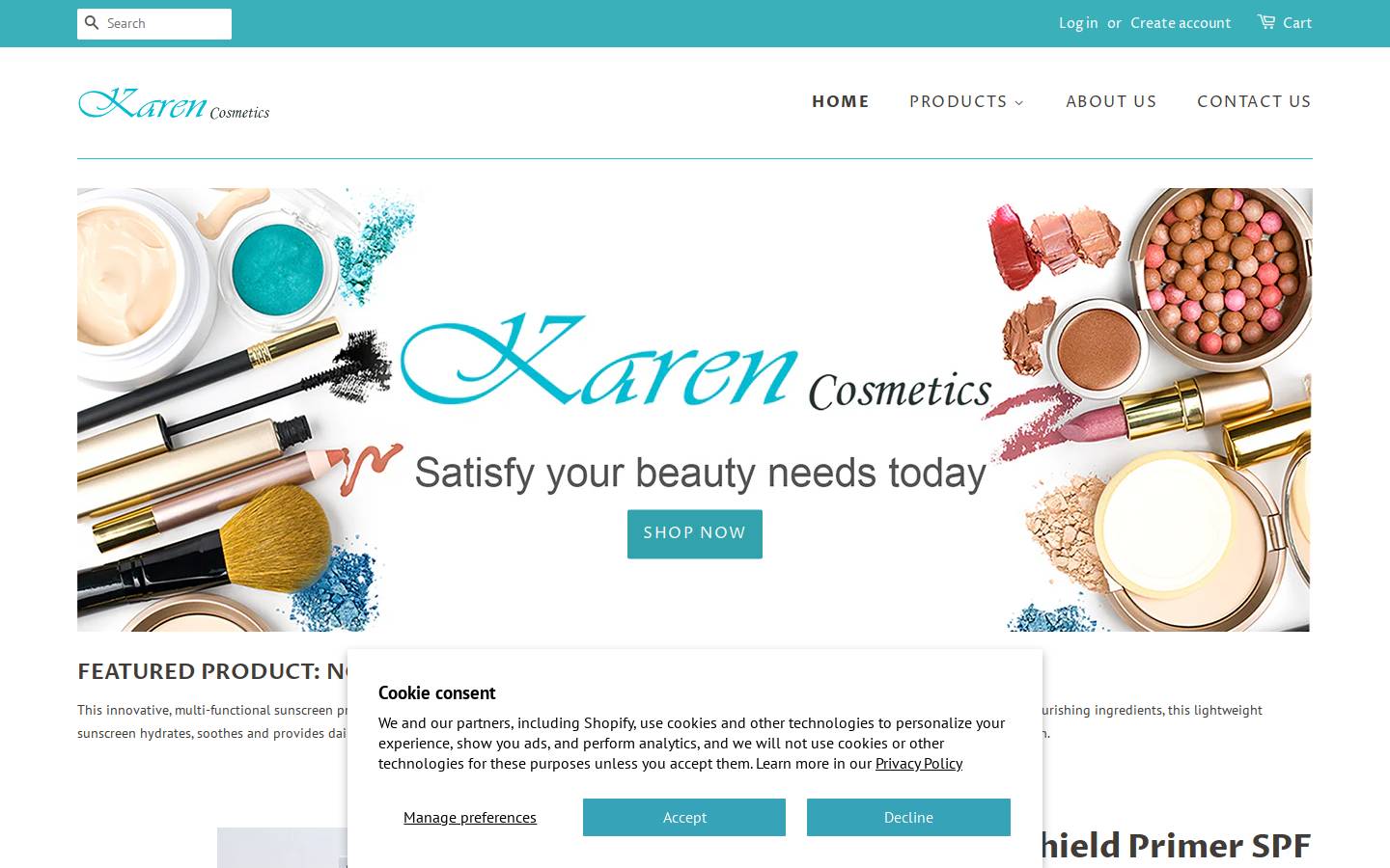 karencosmetics.com homepage screenshot