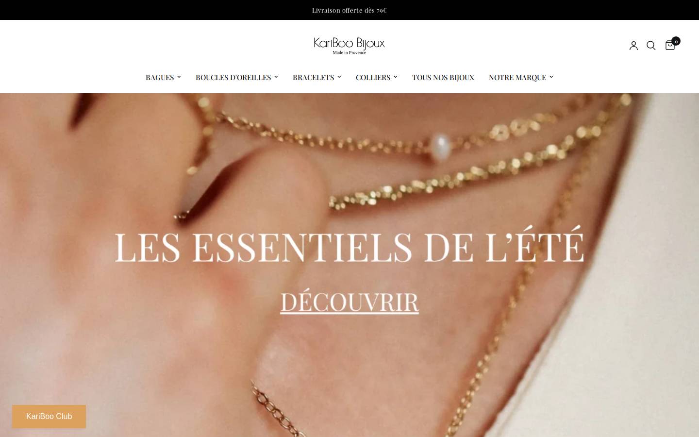 Kariboobijoux homepage screenshot