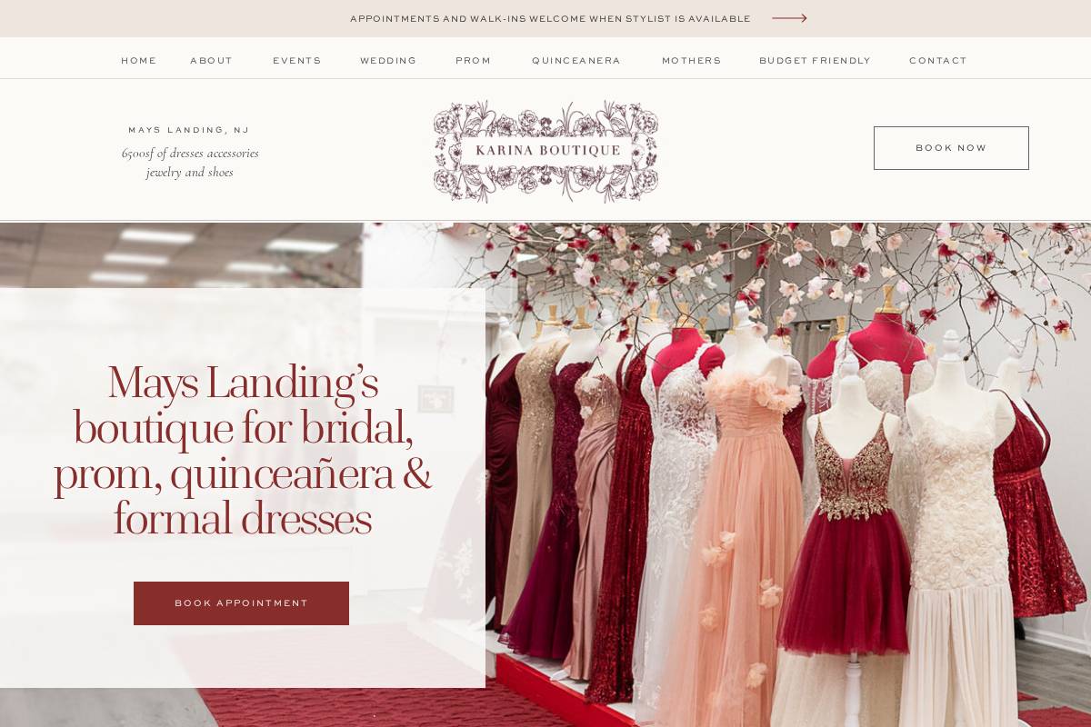 karinaboutique.com homepage screenshot