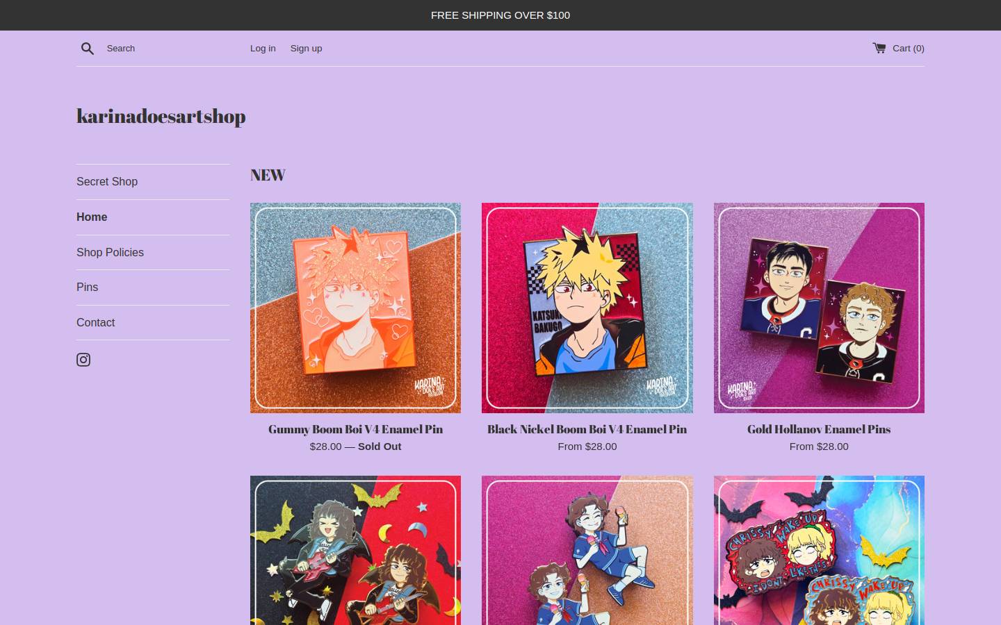 karinadoesartshop.com homepage screenshot
