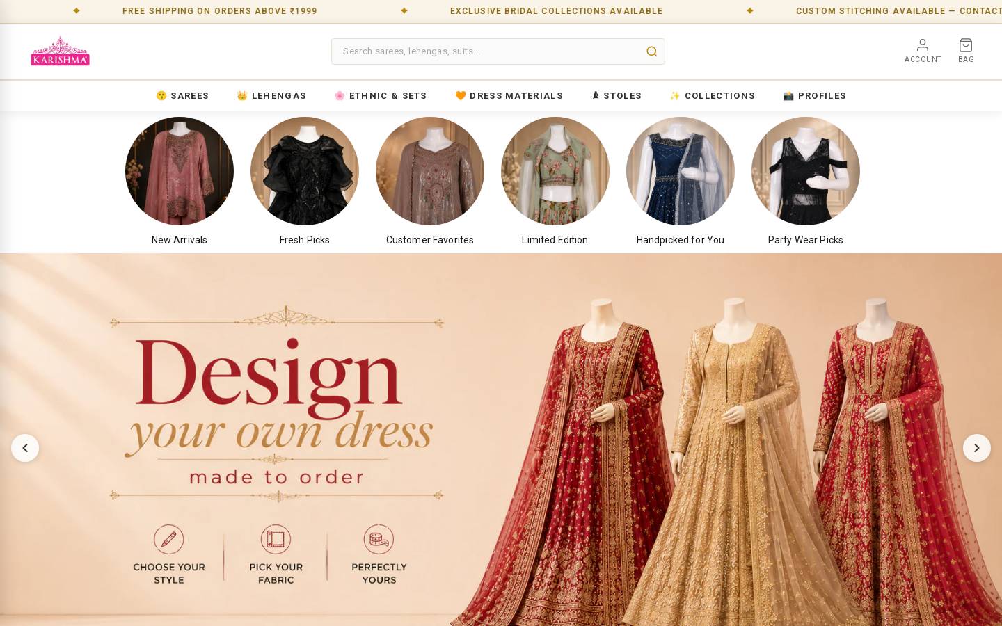 karishmabridal.com homepage screenshot