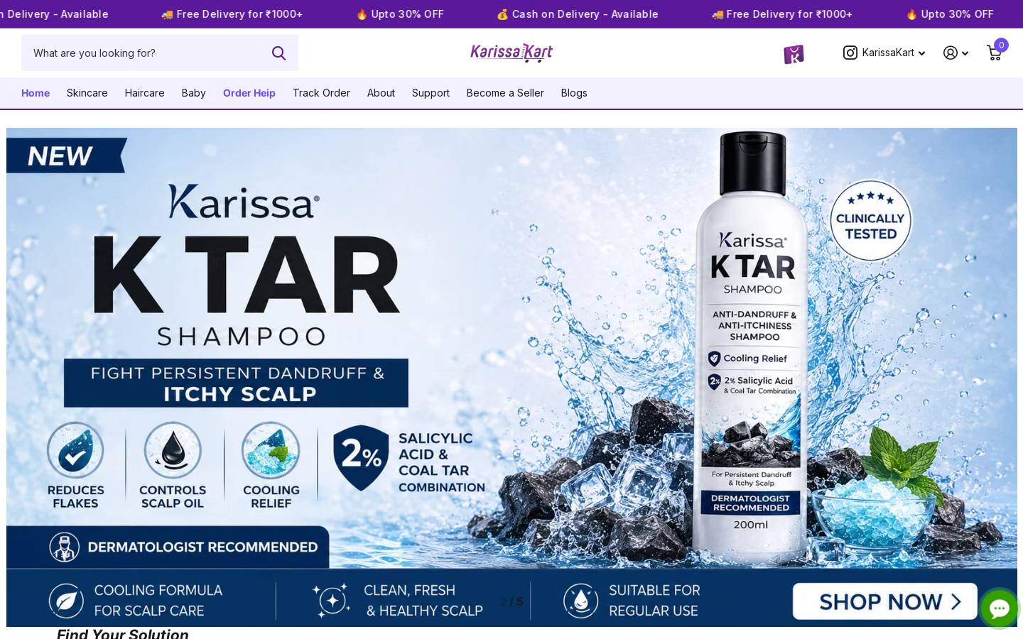 Karissakart homepage screenshot