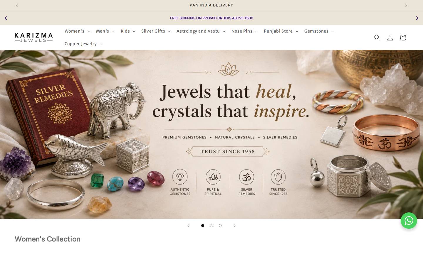 karizmajewels.in homepage screenshot