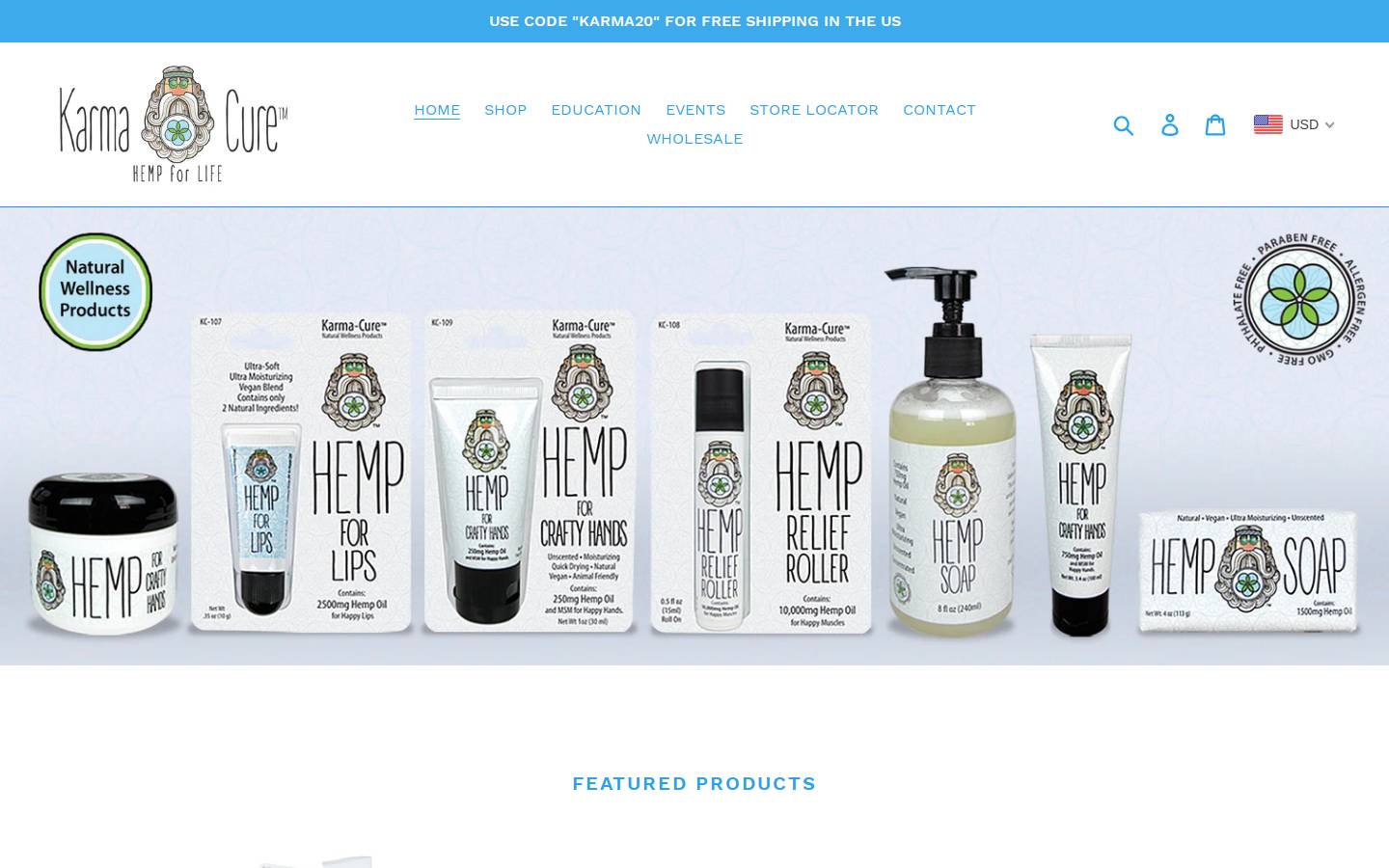 karma-cure.com homepage screenshot