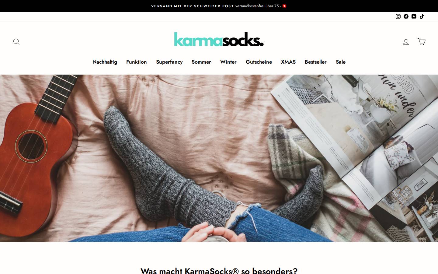 karma-socks.com homepage screenshot