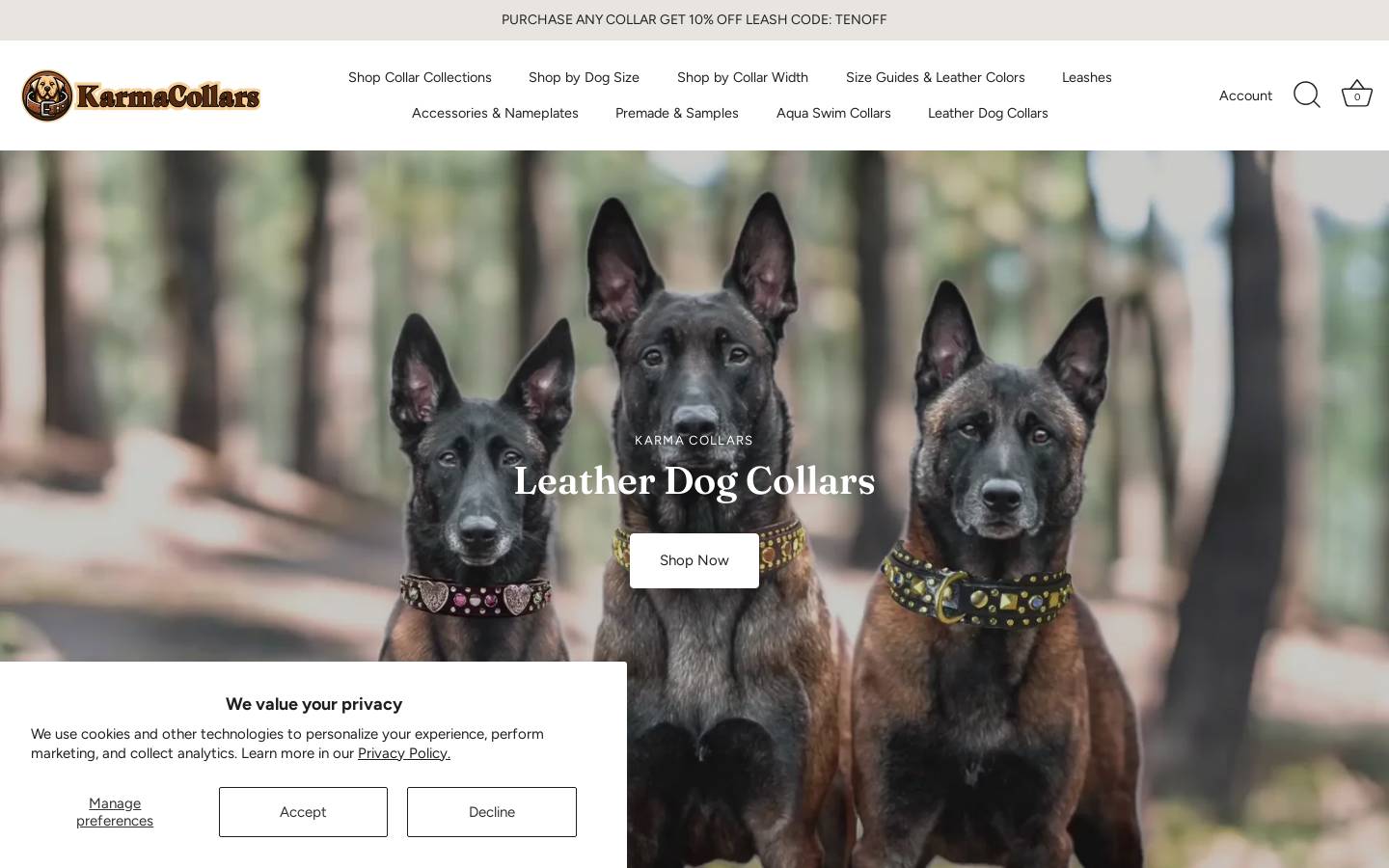 karmacollars.com homepage screenshot