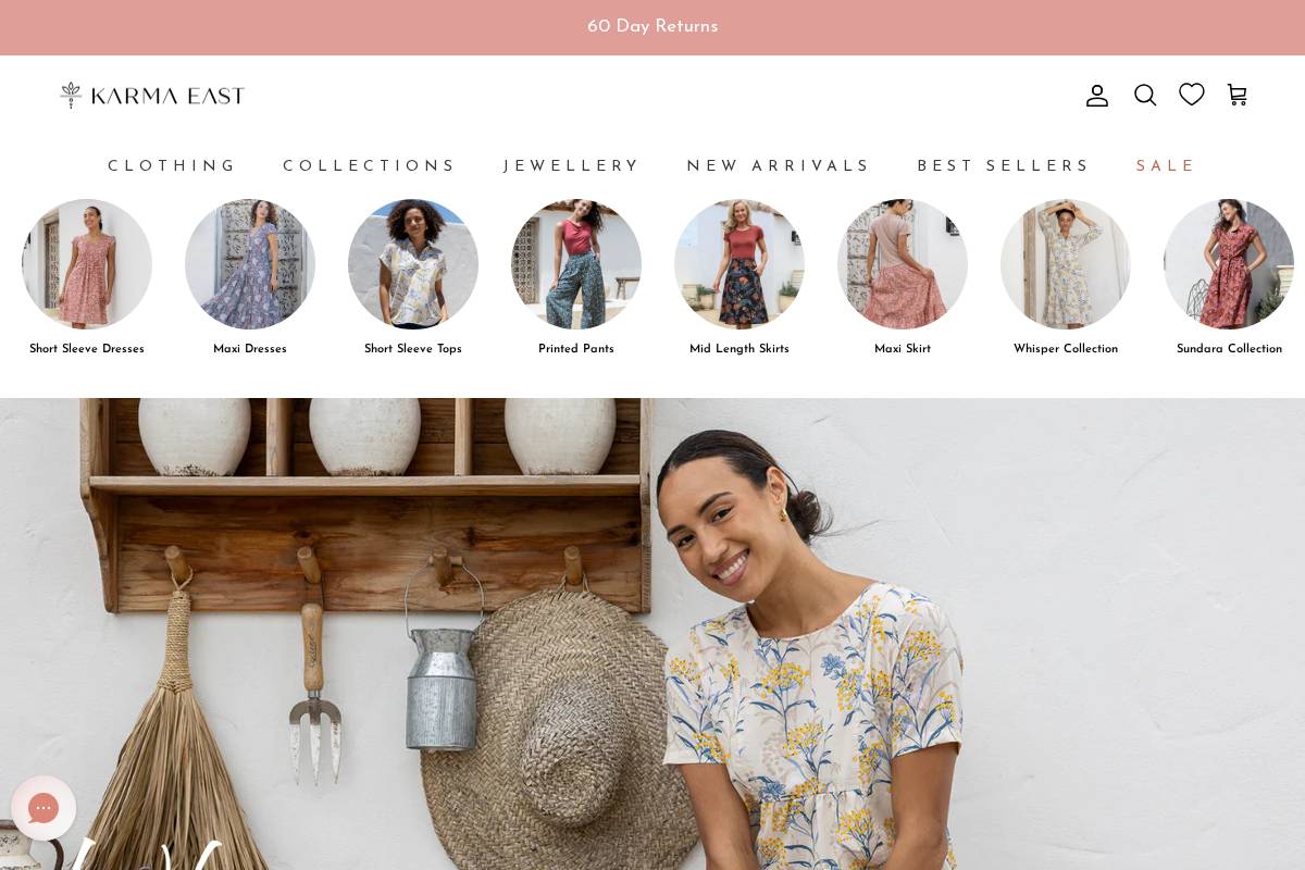 Karma East homepage screenshot