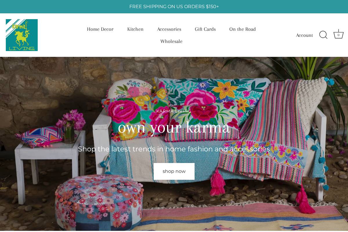 karmalivingshop.net homepage screenshot