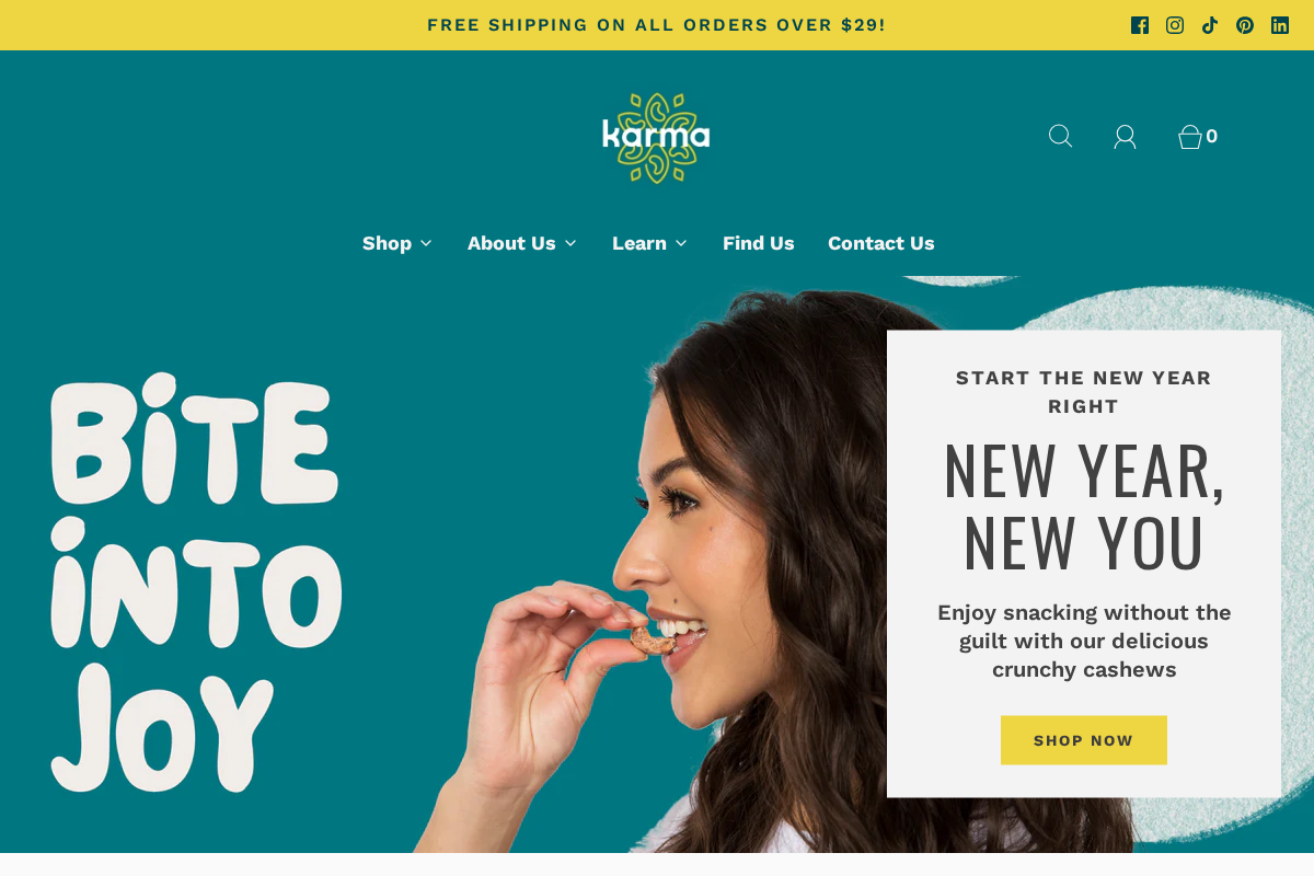 KARMA NUTS homepage screenshot