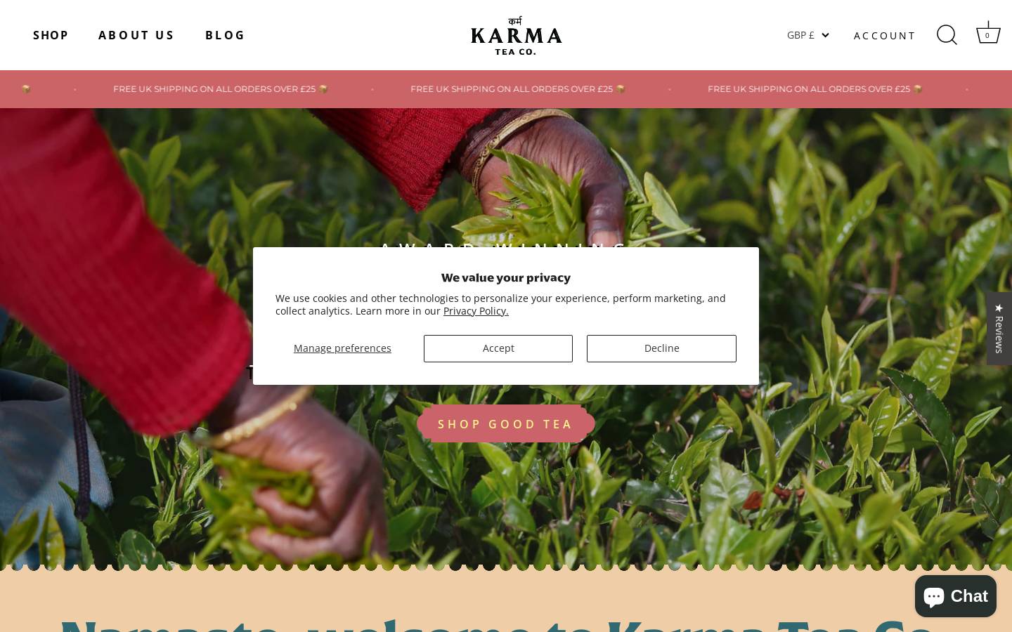 Karmateaco homepage screenshot