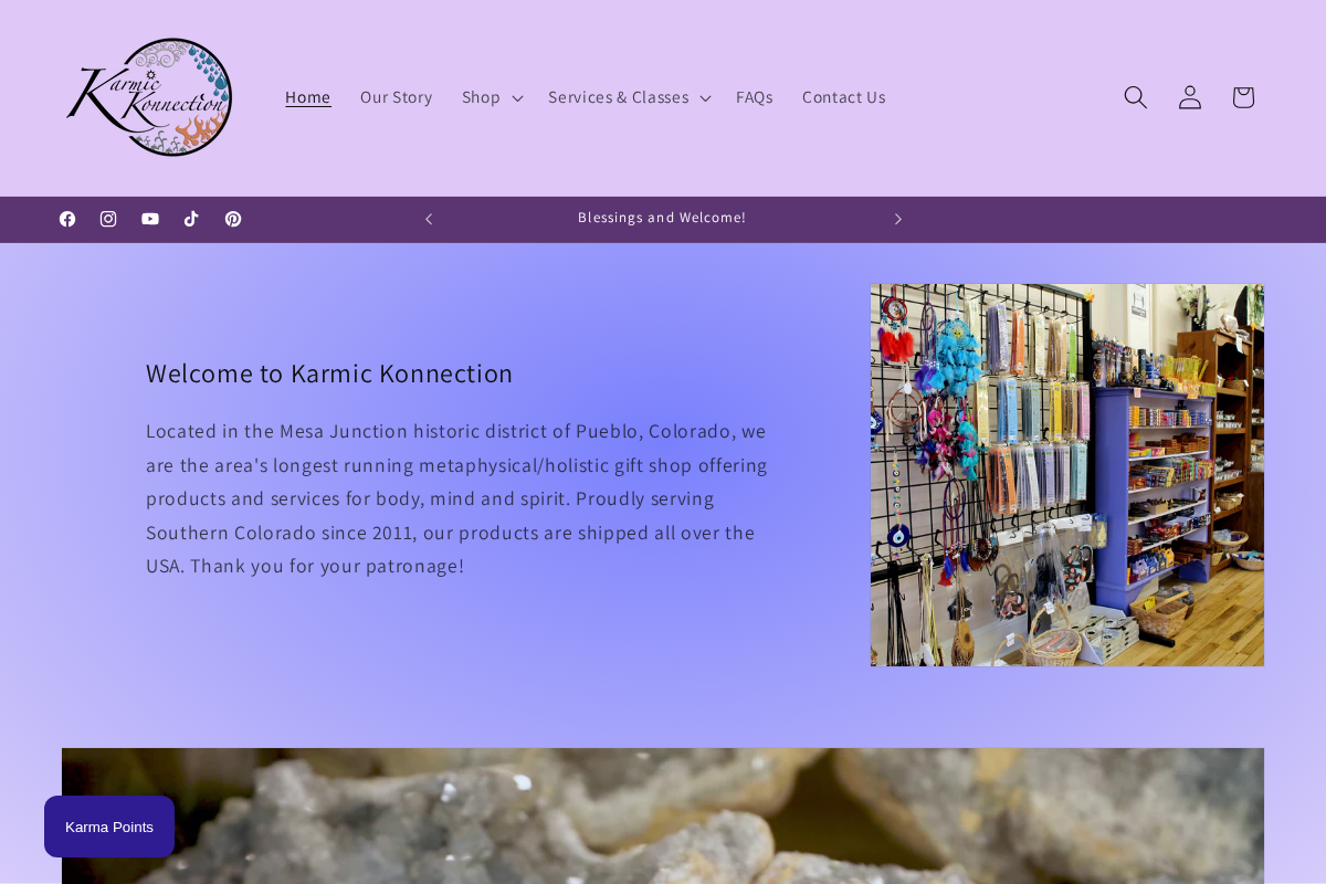 karmickonnection.com homepage screenshot