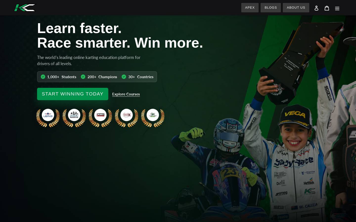 kartclass.com homepage screenshot