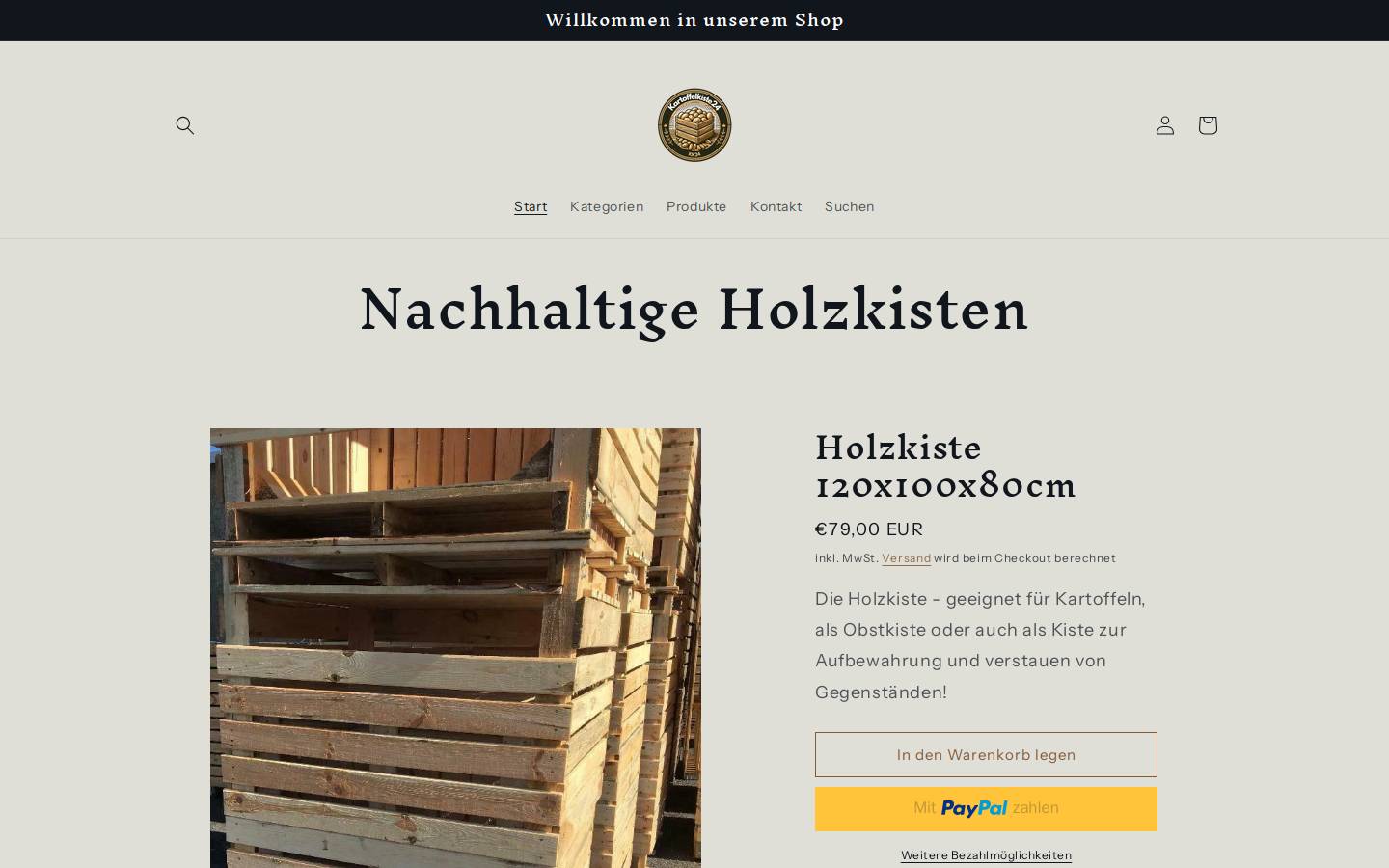 kartoffelkiste24.de homepage screenshot