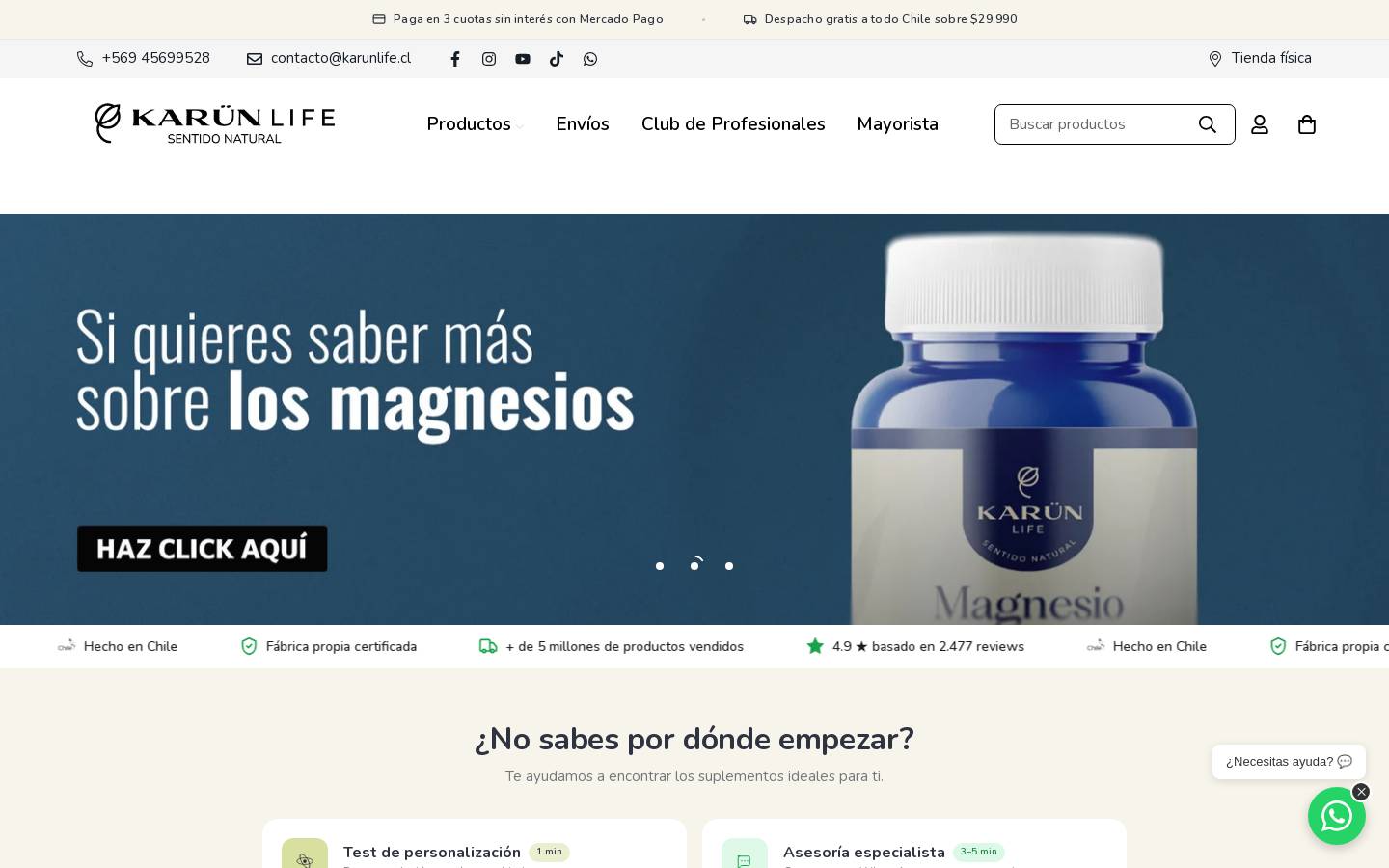 karunlife.cl homepage screenshot