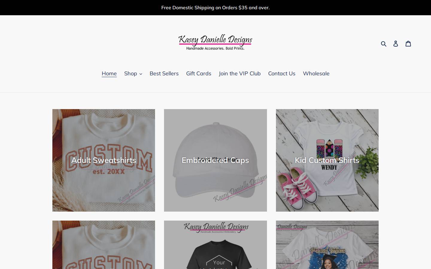 kaseydanielledesigns.com homepage screenshot