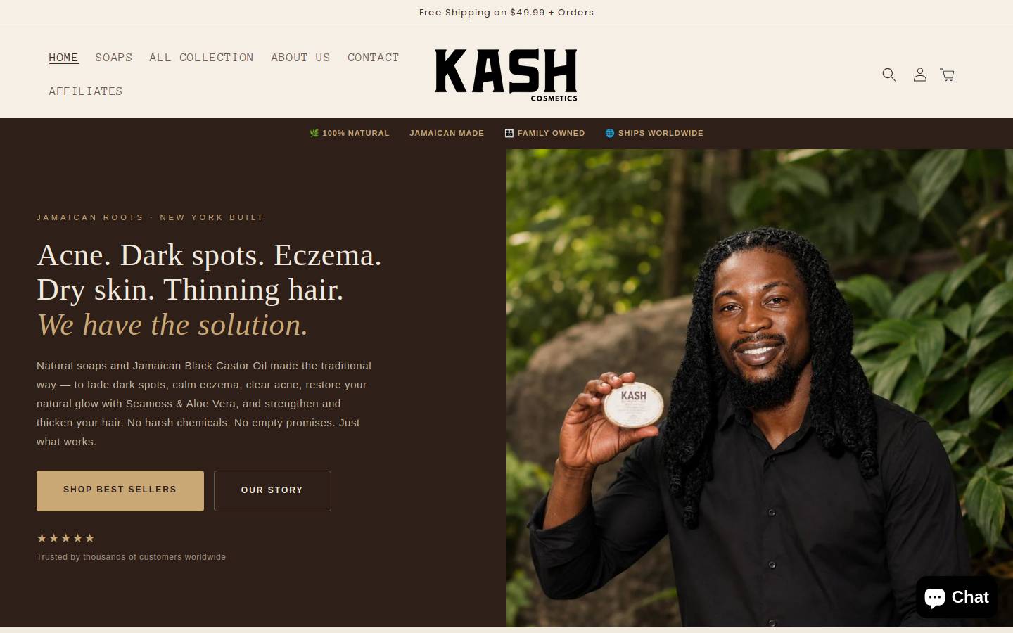 kashcosmetics.com homepage screenshot