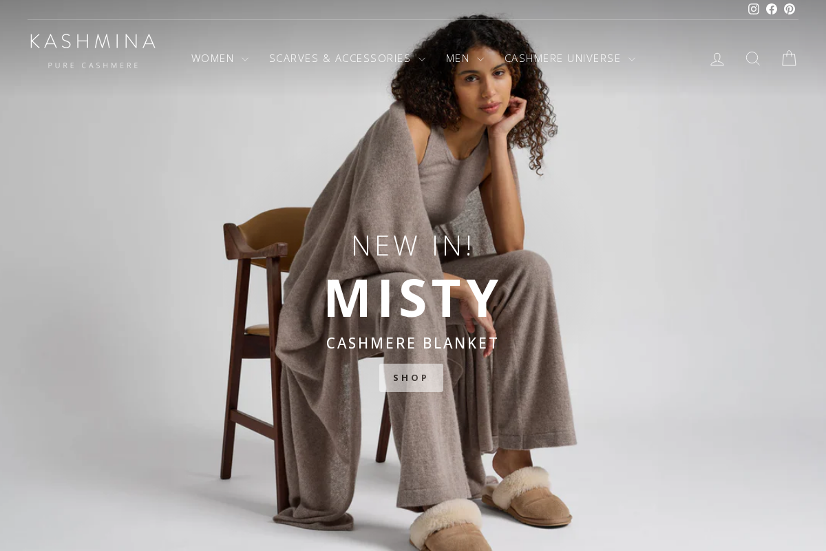 Kashmina of Norway homepage screenshot